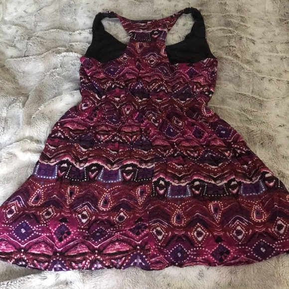 Aztec floral peplum tank top XS purple fuchsia racer back flown rayon wet seal - Picture 5 of 6